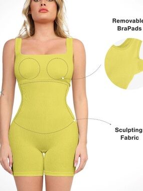 POPILUSH yellow Seamless Sculpting Bodysuit Romper - Yellow